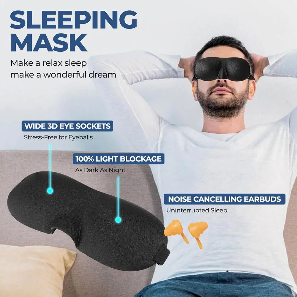 Travel Neck Pillows with Washable Cover, eye mask and earplugs – Gray
